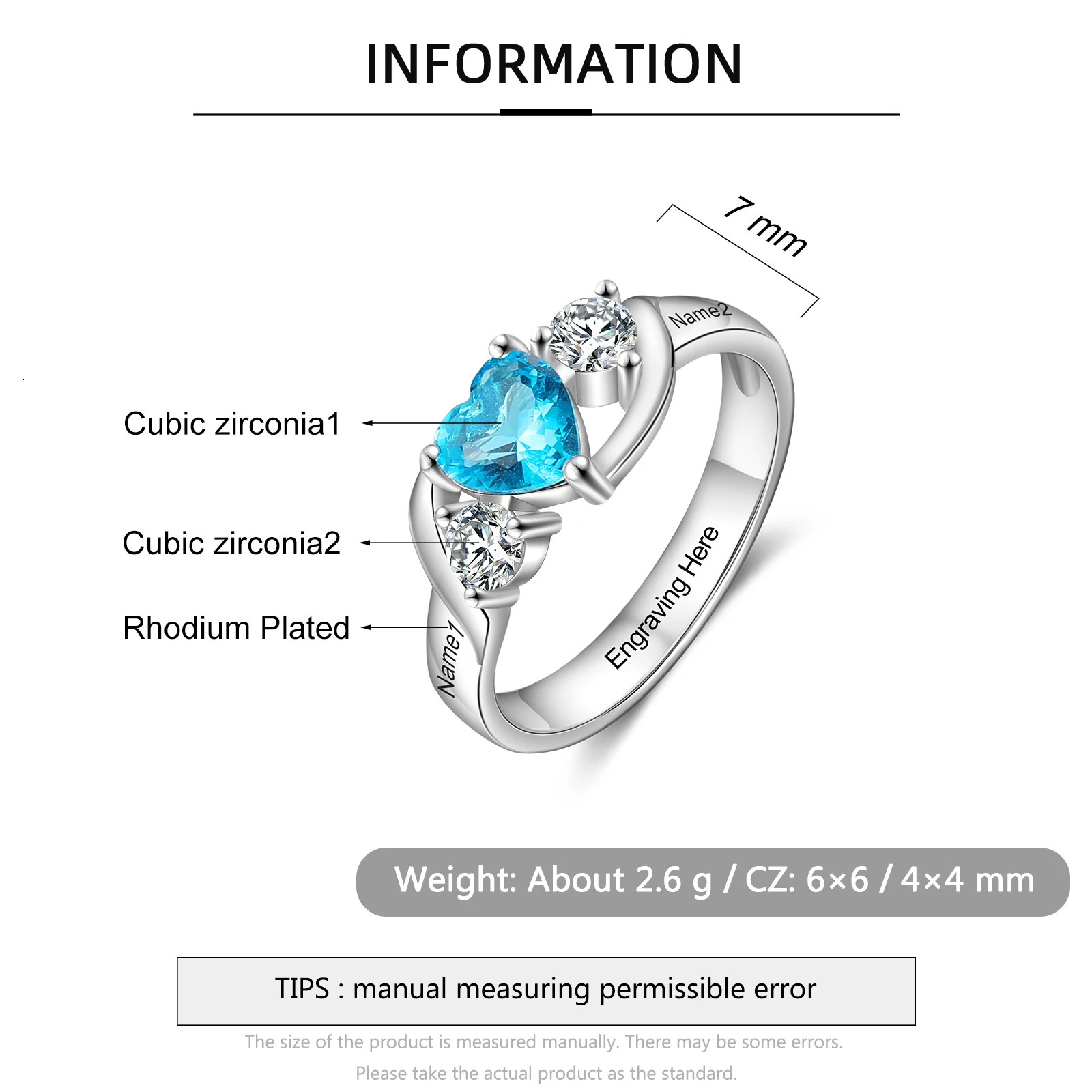 Wedding Rings Personalized Birthstone for Women Customized Engraving Promise Engagement Ring Gifts Mother Mom 231025