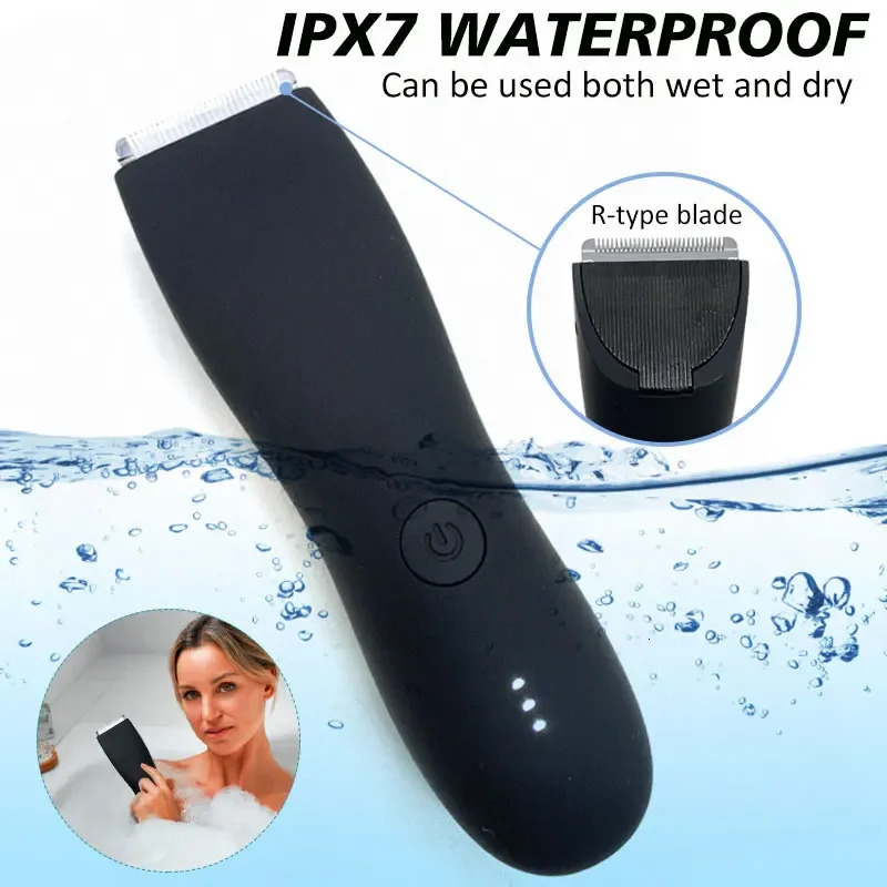 Clippers Trimmers Cordless Waterproof Electric Body Pubic Hair Trimmer Set with 1 Replacement Blade Grooming Kit for Men and Women Groin Trimmer 23102