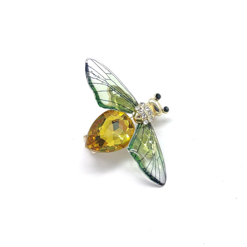 Pins Brooches Fashion Green Blue Crystal Bee Brooch With Pin Colorful Wings Rhinestone Insect Brooch Pin for Women Jewelry Gifts 231025