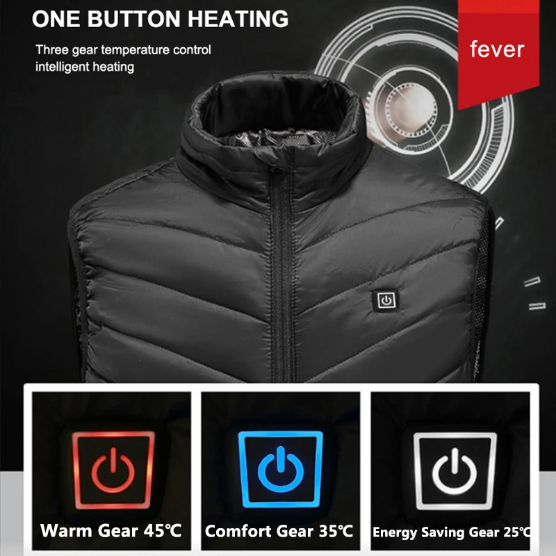 Men's Vests X-TIGER 9/2 Places Heated Jacket Men Women USB Electric Thermal Warm Hunting Coat Winter Outdoor Camping Hiking Heated Vest 231025