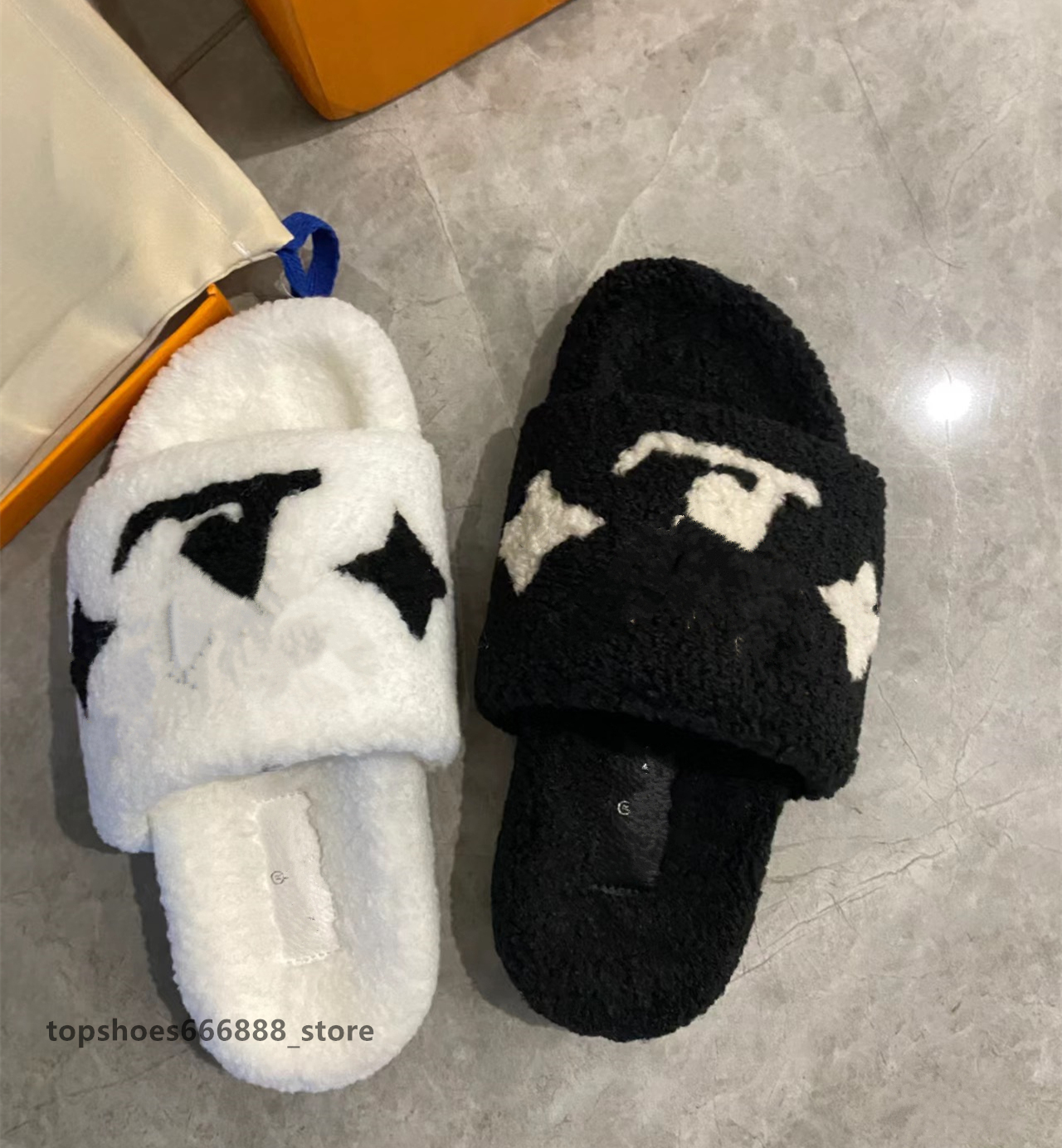 Luxury Brand Non-slip Cotton Slippers 2024 Autumn H Winter Designer Slide Woolly Wear Home Advanced Sense Lamb Wool Flat Shoes Louiss Sandals cd