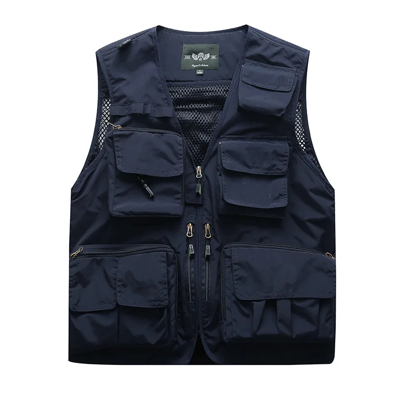 Men's Vests FGKKS Men's Vest Multi-Pocket Thin Trend Mesh Breathable Detachable Waistcoat Outdoor Mountaineering Fishing Casual Vest Male 23