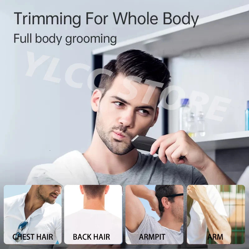 Clippers Trimmers Men's Electric Groin Hair Trimmer Pubic Hair Trimmer Body Grooming Clipper for Men Bikini Epilator Rechargeable Shaver Razor 23