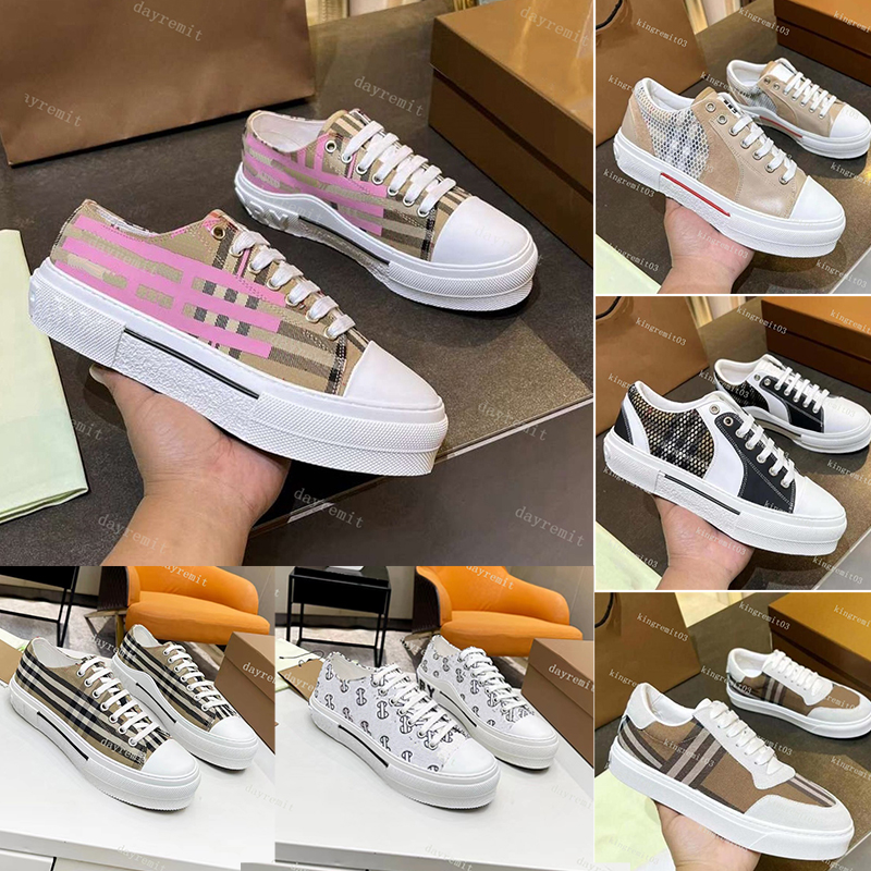 Check Shoe Designer Shoes Canvas Shoes Vintage Cotton Men Sneakers Striped Platform Trainer Womens Shoe Leather Trainers Lace-Up