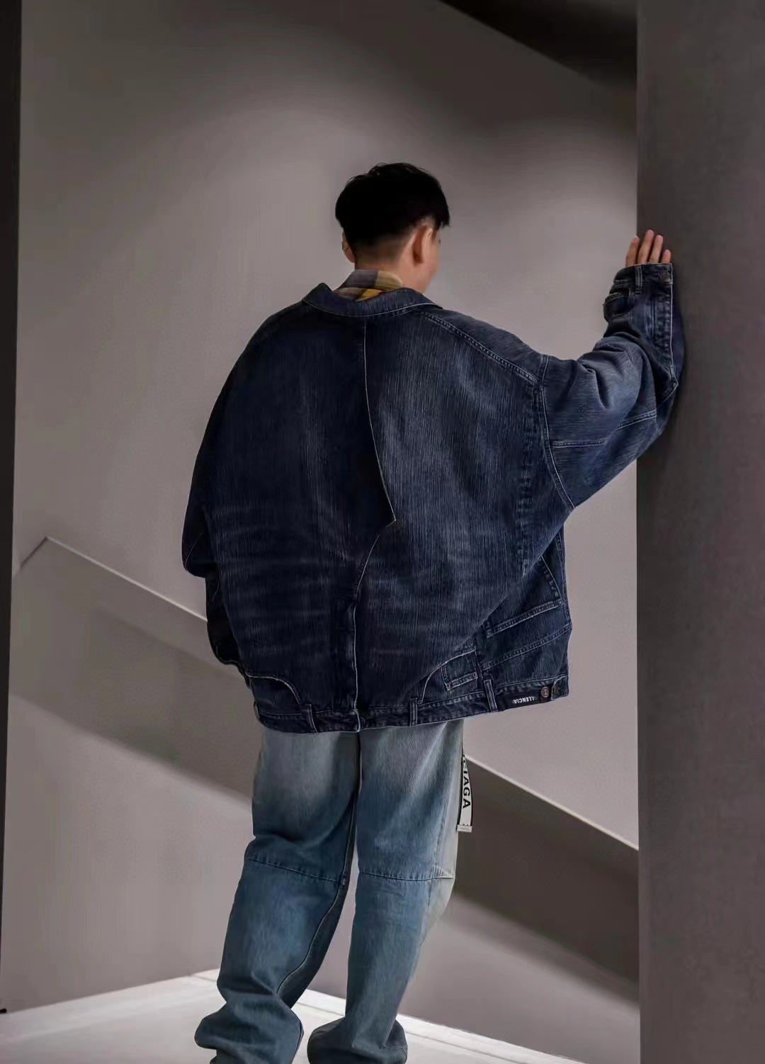 Fashion Brand Bale Workwear Jacket Coat Denim Patchwork Denim Jacket for Men Loose Versatile Jacket