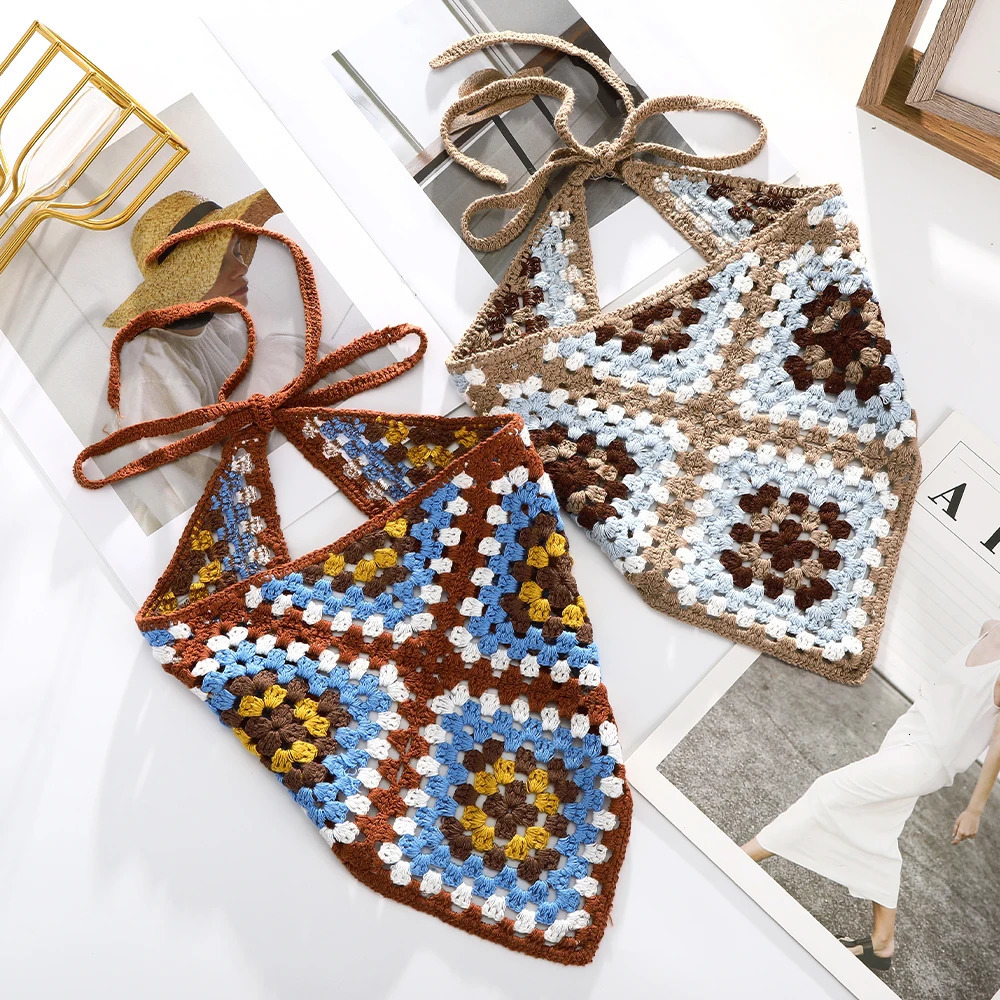 Headbands Molans Women Triangle Bandanas Turban Crochet Hair Scarf Hairband Knitted Headband Elastic Hair Band Headwrap Hair Accessories 231025