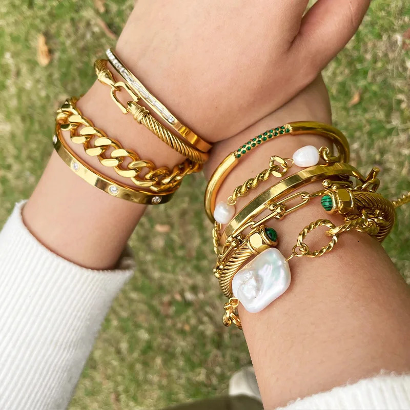 Tails Holder U Buckle Cable Wire Bangles for Women Lover Chain Bracelets Stainless Steel Jewelry Wholesale Gift 2023 231025