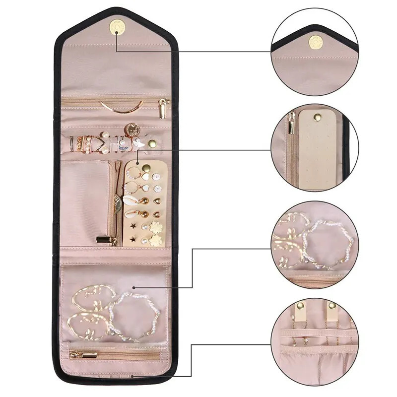 Accessories Packaging Organizers Roll Foldable Velvet Jewelry Bag Necklace Earrings Rings Storage For Women Travel Organizer Portable Journey 231025