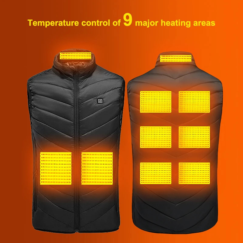 Men's Vests X-TIGER 9/2 Places Heated Jacket Men Women USB Electric Thermal Warm Hunting Coat Winter Outdoor Camping Hiking Heated Vest 231025
