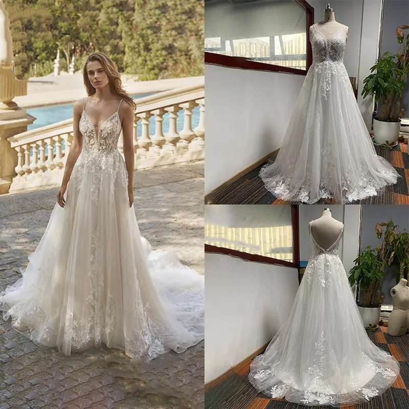 Boho Women Wedding V Neck Floral Lace Party Reception Bridal Pantsuits Vestido De Noiva Robe de Mariee Custom