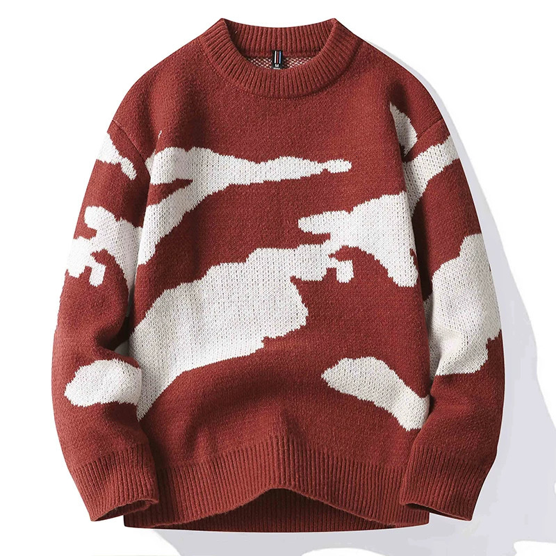 Men's Sweaters Autumn Men Casual Sweater Cloud Pattern Cute Couple Sweaters Round Neck Long Sleeve Male Knitted Sweater Harajuku Pullover 231026