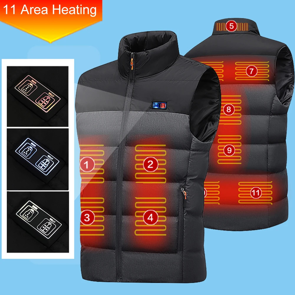 Men's Vests 11 Places Heated Jacket Fashion Men Women Coat Intelligent USB Electric Heating Thermal Warm Clothes Winter Heated Vest Plussiz 23102