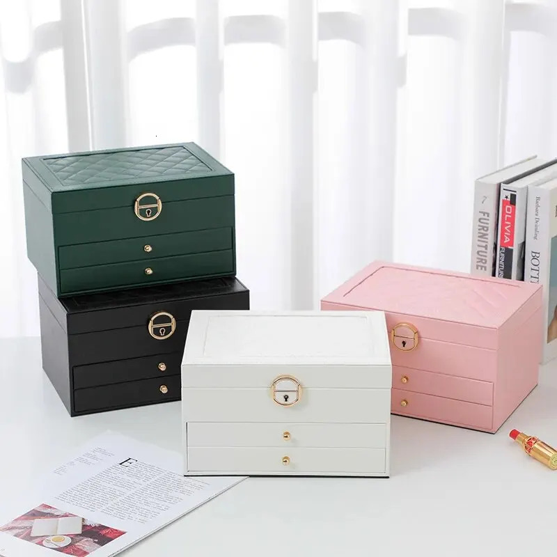 Accessories Packaging Organizers Large Jewelry Storage Box Multi Layer Organizer For Necklace Earring Leather Jewellery Display Boxes 231025