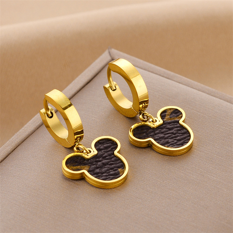 New Fashion Leather Insert Mice Charm Earring Jewelry for Women Gift