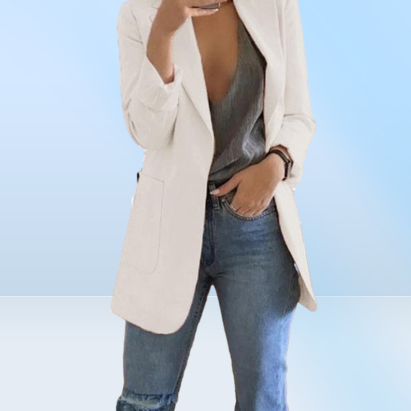 FashionLong Blazers Women Ladies Femme Mujer Dames Casual Office White Black Blue Red Yellow Pink Orange Plus Size Oversized Blaz32456991