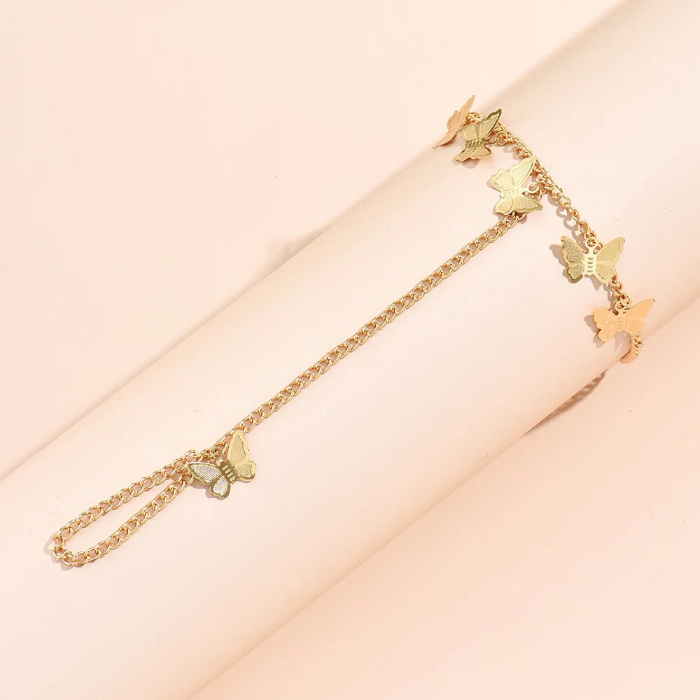 Charm Bracelets Creative Butterfly Link Chain Bracelet Connected Finger Ring Bangle for Women Linked Hand Harness Couple Jewelry Gifts 231025