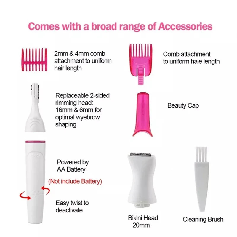 Clippers Trimmers depilador feminino 5 In 1 Hair Remover Electric Women Epilator Mini Shaver Razor for Eyebrow Underarm Bikini Drop 231025