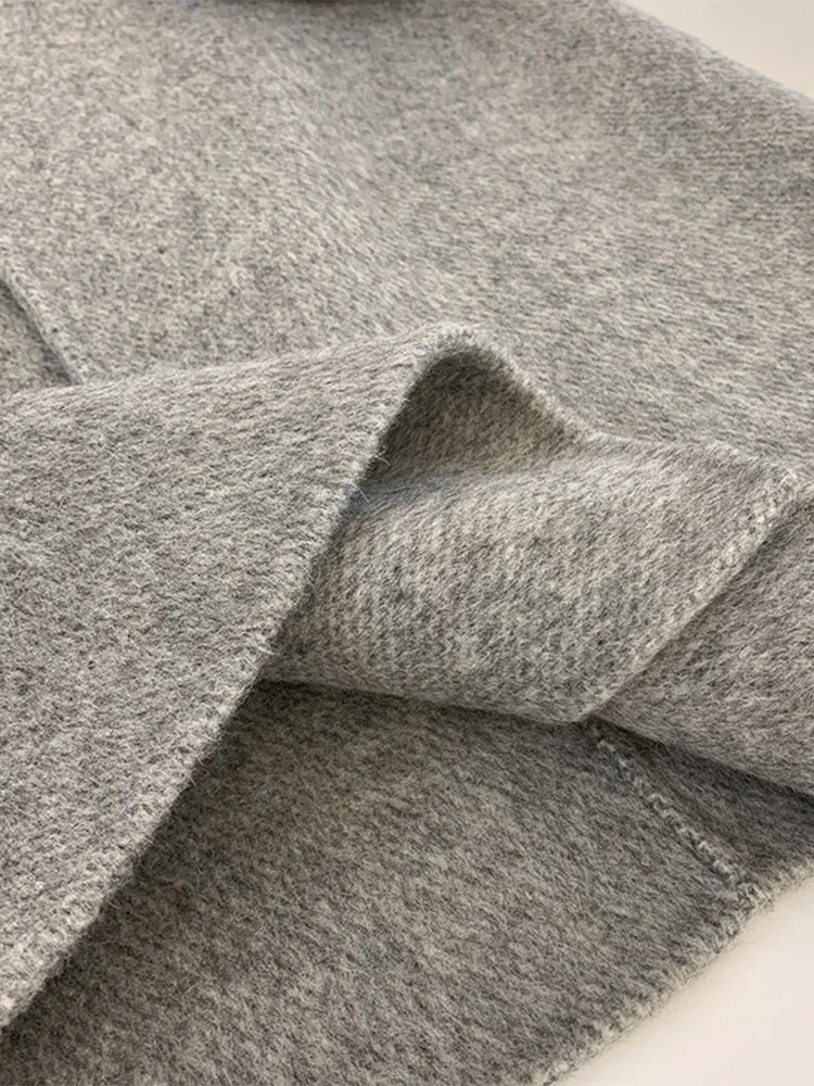 Women's Wool Blends High-end Women Wool Herringbone Loose Double-sided Wool Coat Temperament Handmade Natural Wool Fashion Jacket Autumn Winter 2