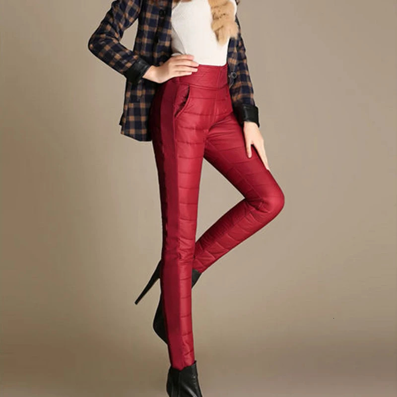 Women's Pants Capris Winter Thicken Pencil Pants Women's Casual Duck Down Warm Pantalones Slim High Waist Windproof Leggings Trousers Mom Sp
