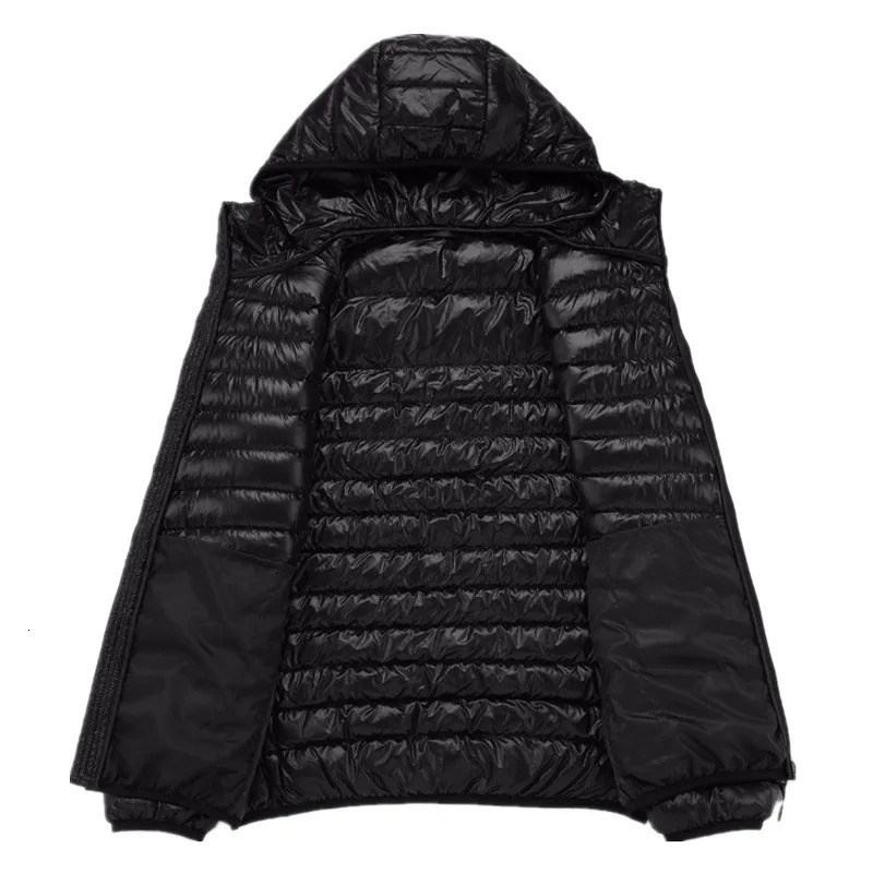 Men's Down Parkas Spring and Autumn Fashion Boutique White Duck Down Solid Color Lightweight Men's Casual Hooded Down Jacket Male Down Jacke