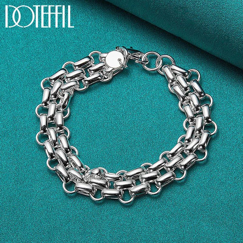 Chain Lnterlocking Circle Bracelet Chain For Women Fashion Charm Silver Color Wedding Engagement Party Jewelry 231025