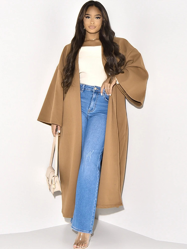 Women's Wool Blends Autumn Winter Trench Women Small Suit Long Sleeve Jacket Casual Tops Female Slim Wild Blazers Windbreaker Long Coat 231025