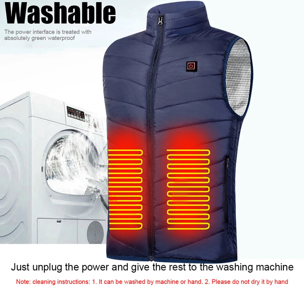 Men's Vests 9 Areas Heated Jacket Fashion Men Women Coat Intelligent USB Electric Heating Thermal Warm Clothes Winter Heated Vest Plussize 231025