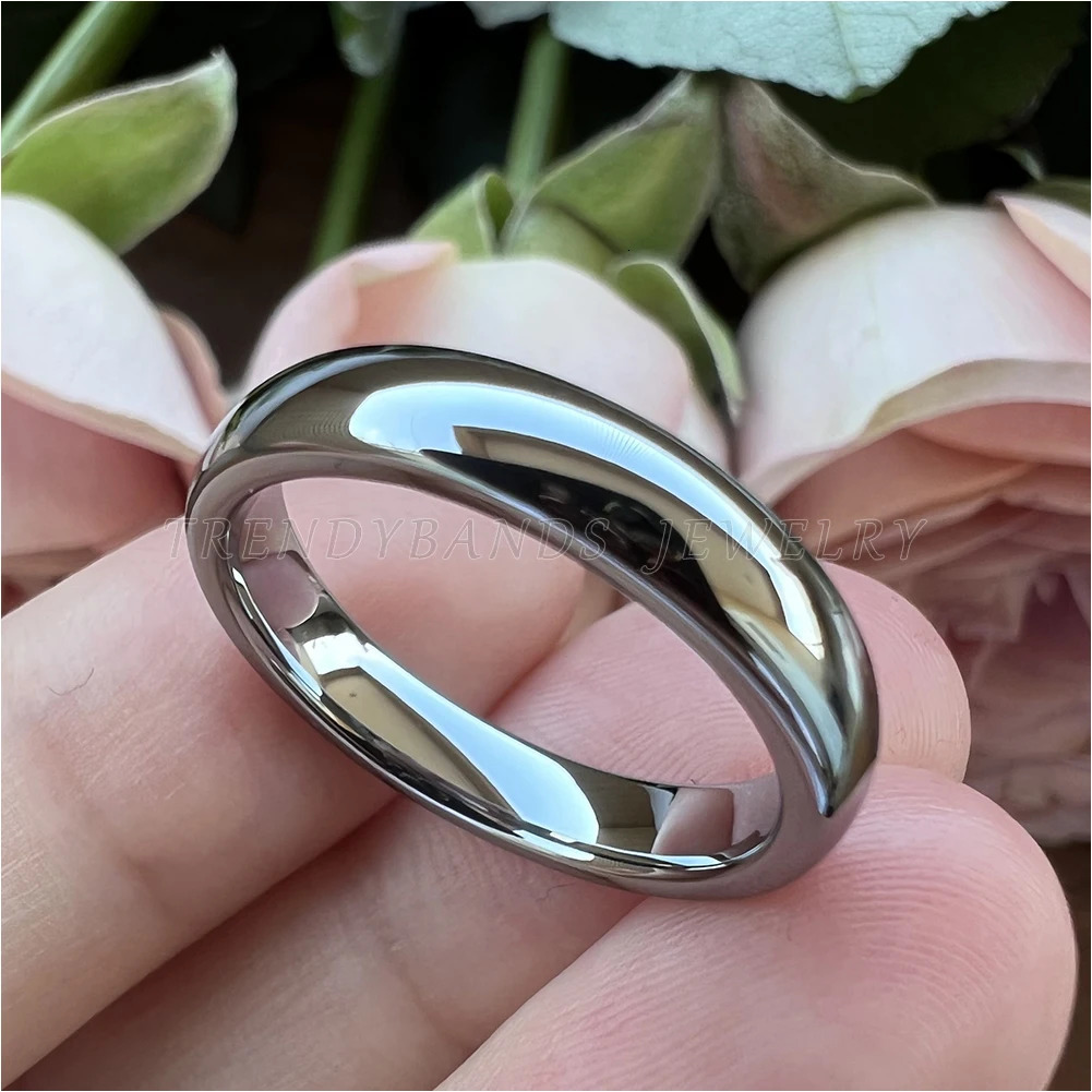 Band Rings 4mm Tungsten Rings for Women Men Wedding Band Engagement Fashion Jewelry Domed Polished Shiny Comfort Fit 231025