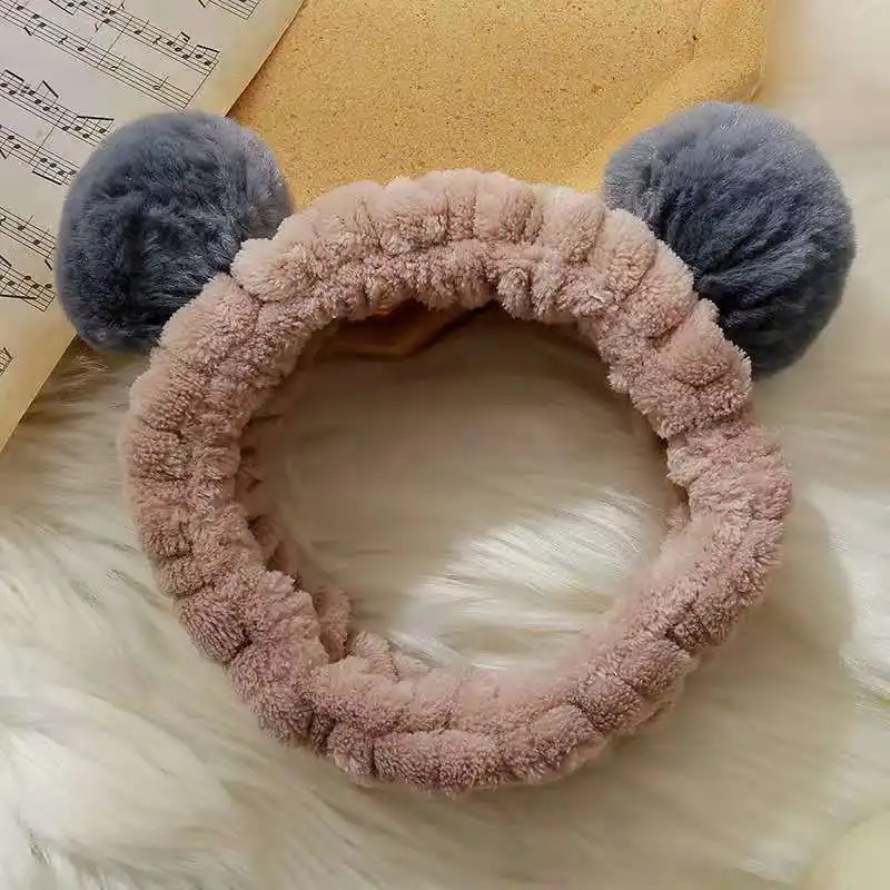 Headbands Headbands For Women Makeup Wash Face Hairbands Shower Head Wrap Girls Hair Accessories Cute Panda Ear Soft Fleece Head bands 231025