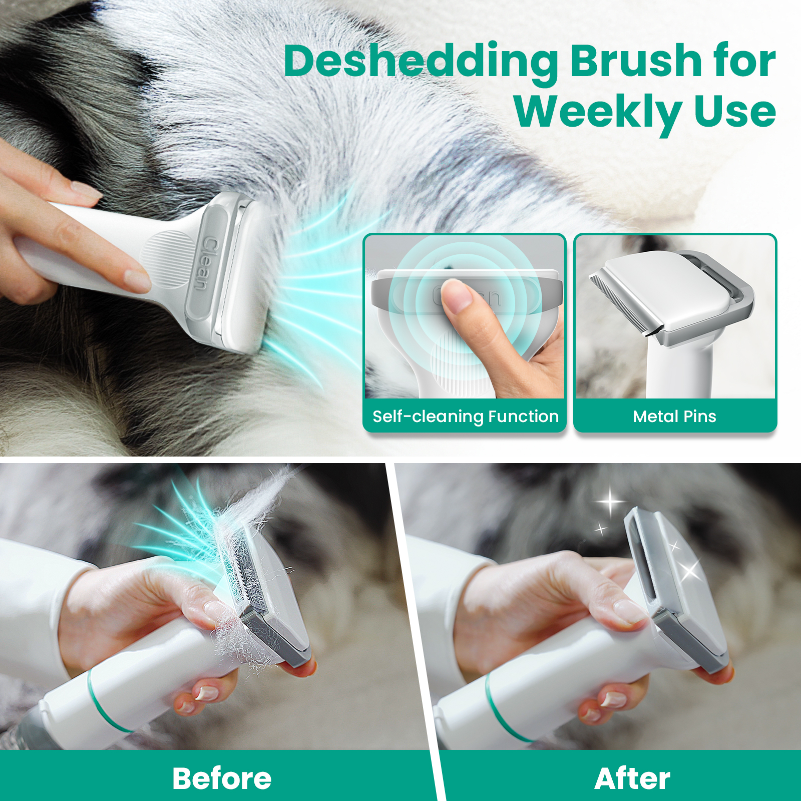 INSE Pet Grooming Kit & Dog Hair Vacuum, Dog Clippers Kit Suction 99% Pet Hair, Large Dust Cup Vacuum with Clipper, 5 Pet Grooming Tools for Shedding 