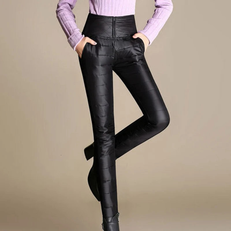 Women's Pants Capris Winter Thicken Pencil Pants Women's Casual Duck Down Warm Pantalones Slim High Waist Windproof Leggings Trousers Mom Sp