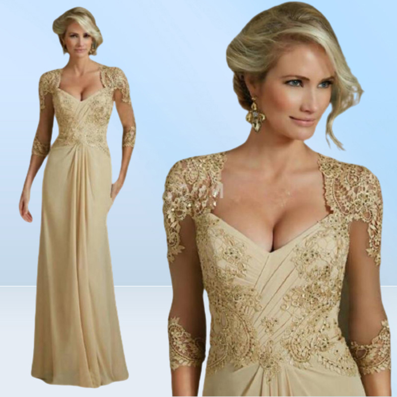 Elegant Chiffon MOTHER of the Bride Dresses Lace Appliques Beads Formal Evening Gowns Custom Made Plus Size Wedding Guest Dre