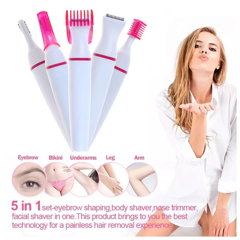 Clippers Trimmers depilador feminino 5 In 1 Hair Remover Electric Women Epilator Mini Shaver Razor for Eyebrow Underarm Bikini Drop 231025