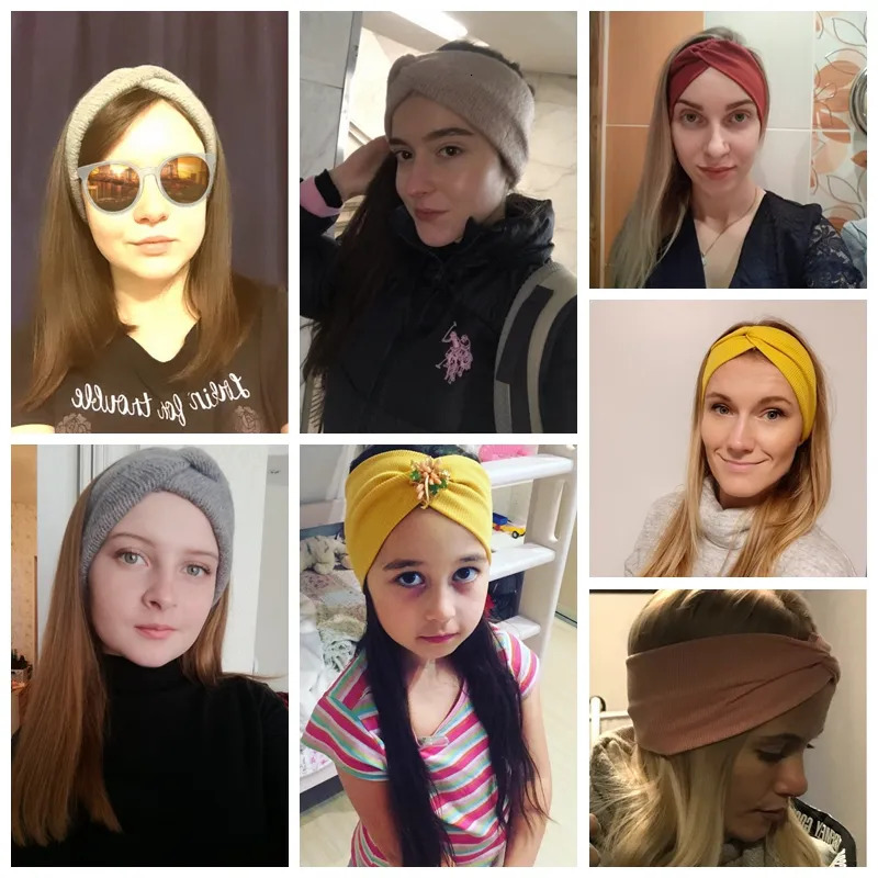 Headbands Spring Autumn Women Twist Knitted Headband Soft Solid Color Wide Turban Elastic Hair Bands Cotton Hairband Accessories Headwrap 231025