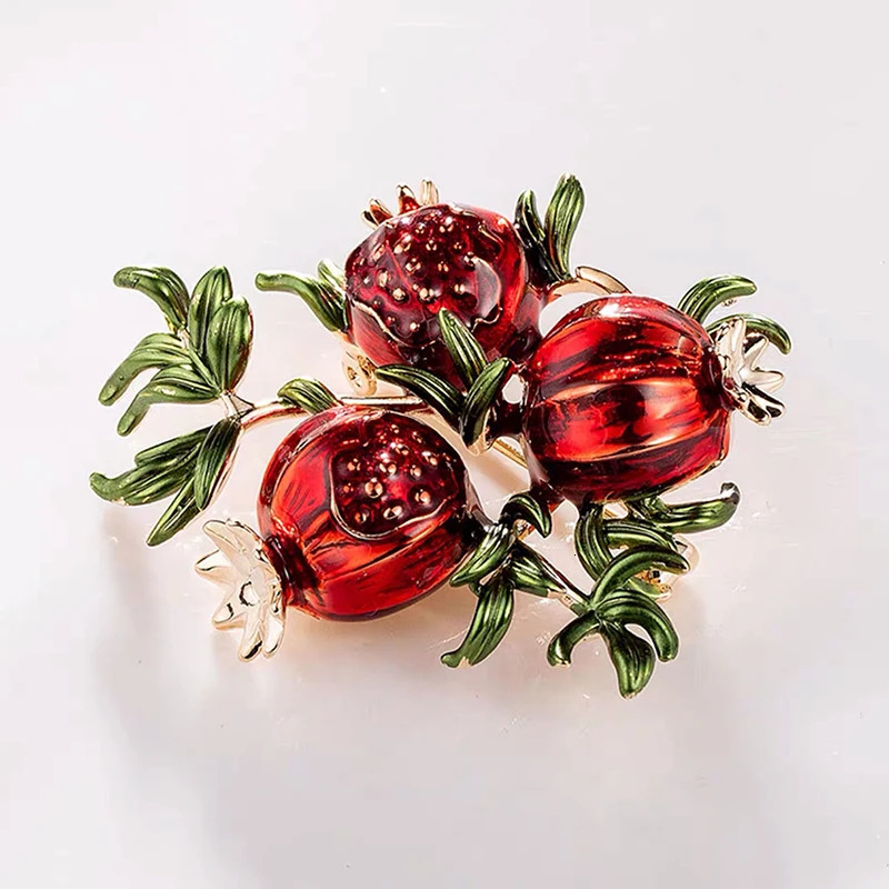 Pins Brooches Wuli baby Red Enamel Pomegranate Brooches For Women Alloy Fruits Casual Weddings Brooch Pins Gifts 231025