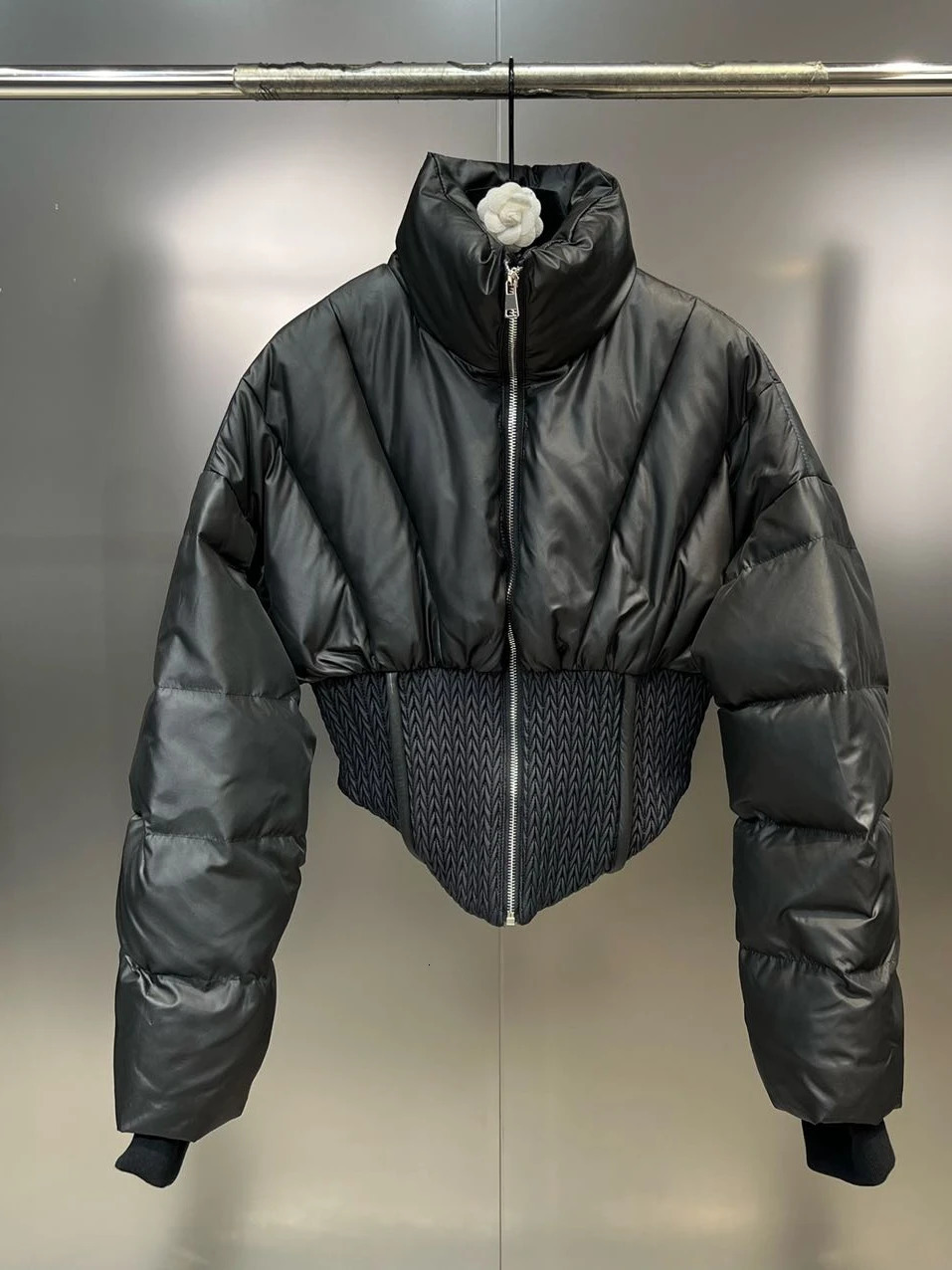 Women s Down Parkas PREPOMP 2023 Winter Collection Long Sleeve Zipper Stand Collar Slim Waist Short Jacket Women Cotton Coat GM099 231025