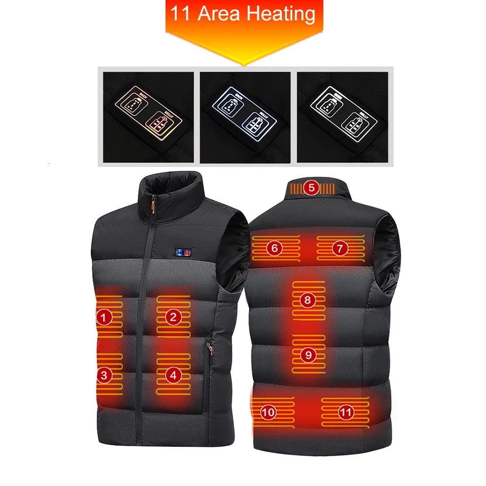 Men's Vests 11 Places Heated Jacket Fashion Men Women Coat Intelligent USB Electric Heating Thermal Warm Clothes Winter Heated Vest Plussiz 23102