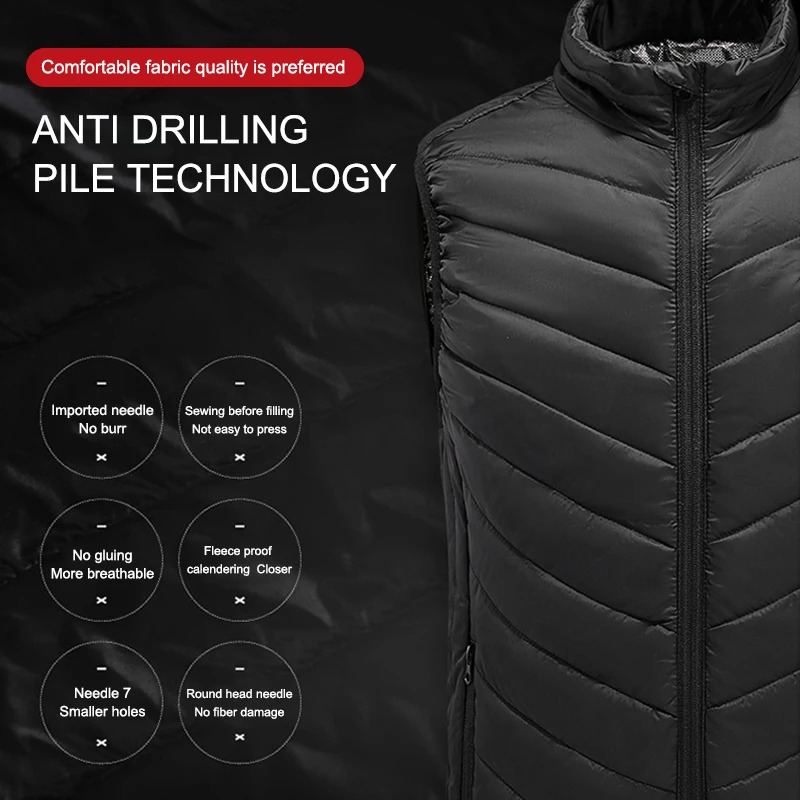 Men's Vests X-TIGER 9/2 Places Heated Jacket Men Women USB Electric Thermal Warm Hunting Coat Winter Outdoor Camping Hiking Heated Vest 231025