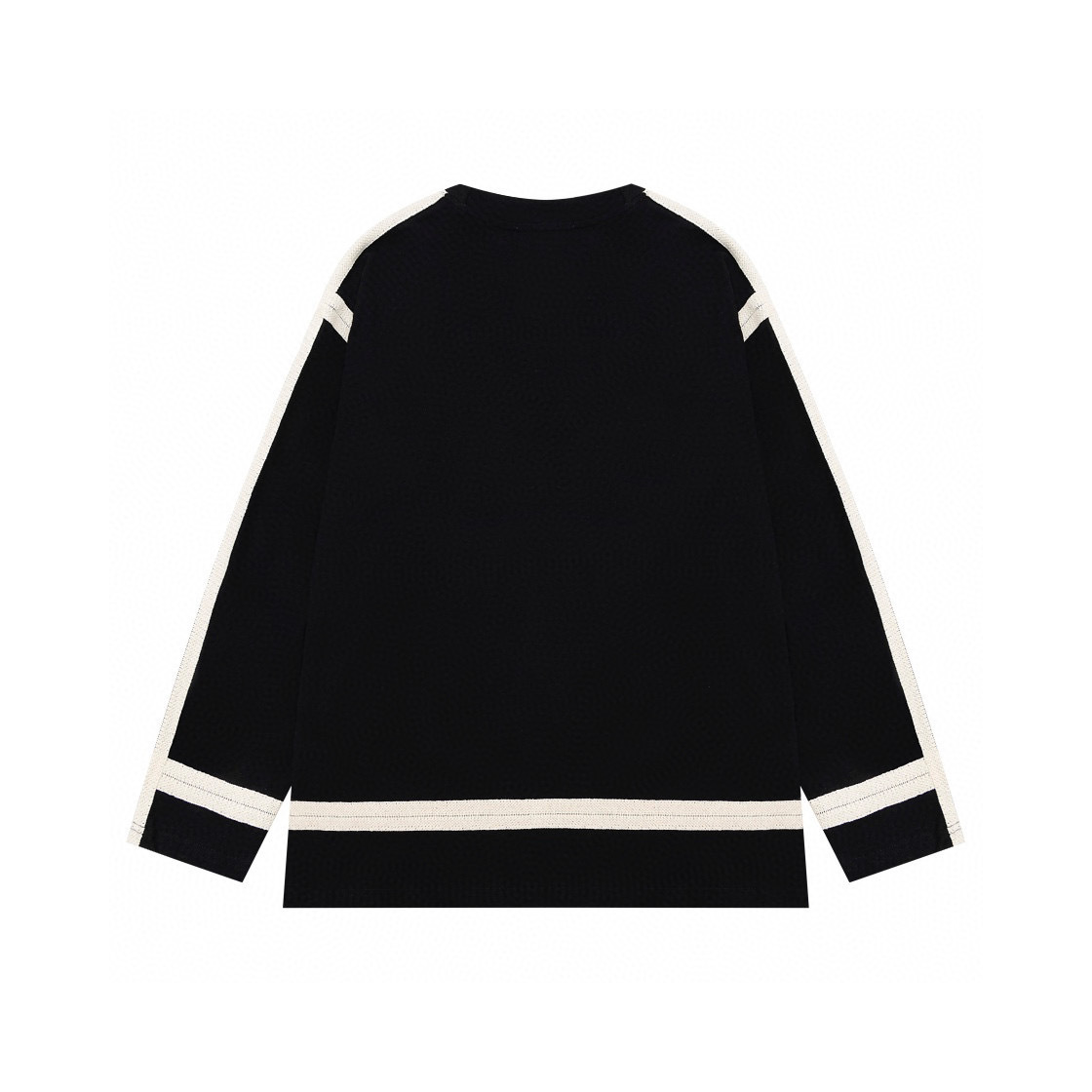 Autumn Unisex Contrast Colored T-shirts Woven Ribbon Embroidered Round Neck Long Tee Couple Style