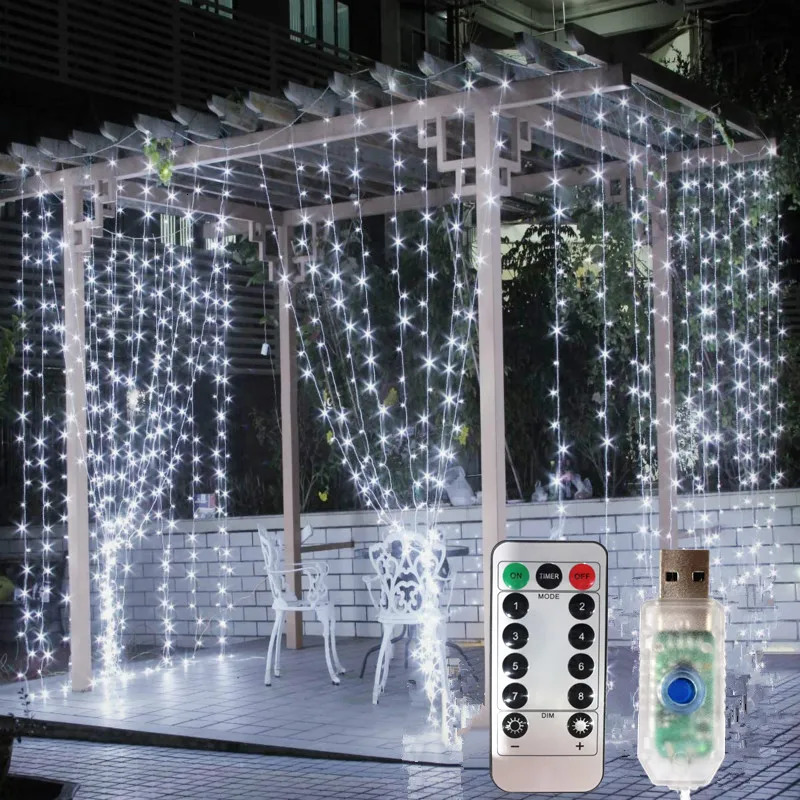 Christmas Decorations 6M3M USB LED Curtains Festoon Led Light Garlands Year decorations Wedding Decor Outdoor Garden Lights 231026