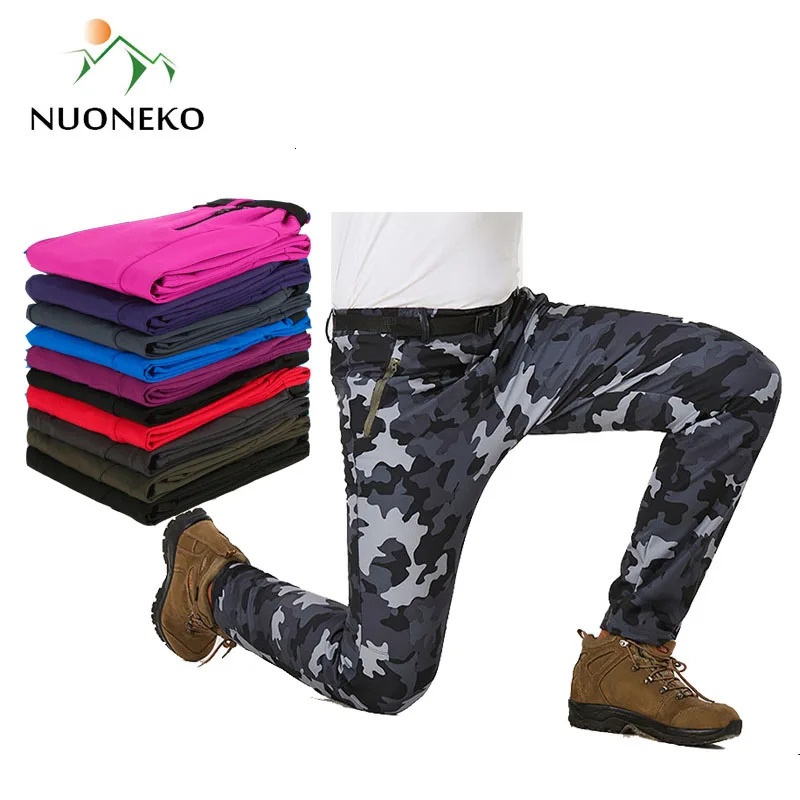 Skiing Pants NUONEKO Women Men Fleece Warm Hiking Pants Outdoor Sport Camping Fishing Skiing Trekking Waterproof Windproof Trousers PM24 231025