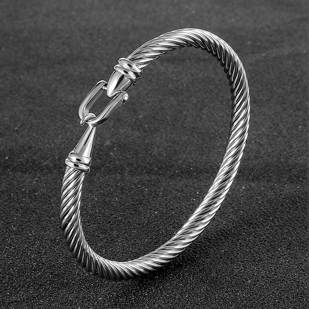 Tails Holder U Buckle Cable Wire Bangles for Women Lover Chain Bracelets Stainless Steel Jewelry Wholesale Gift 2023 231025