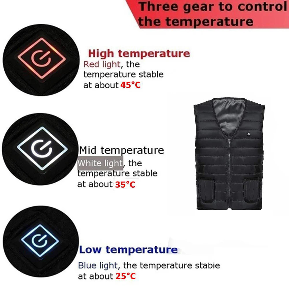 Men's Vests Unisex Electric Heating Vest Rechargable Electric Thermal Jacket Washable 9/5 Area Heated Vest Autumn Winter Outdoor Warm Jacket 2310