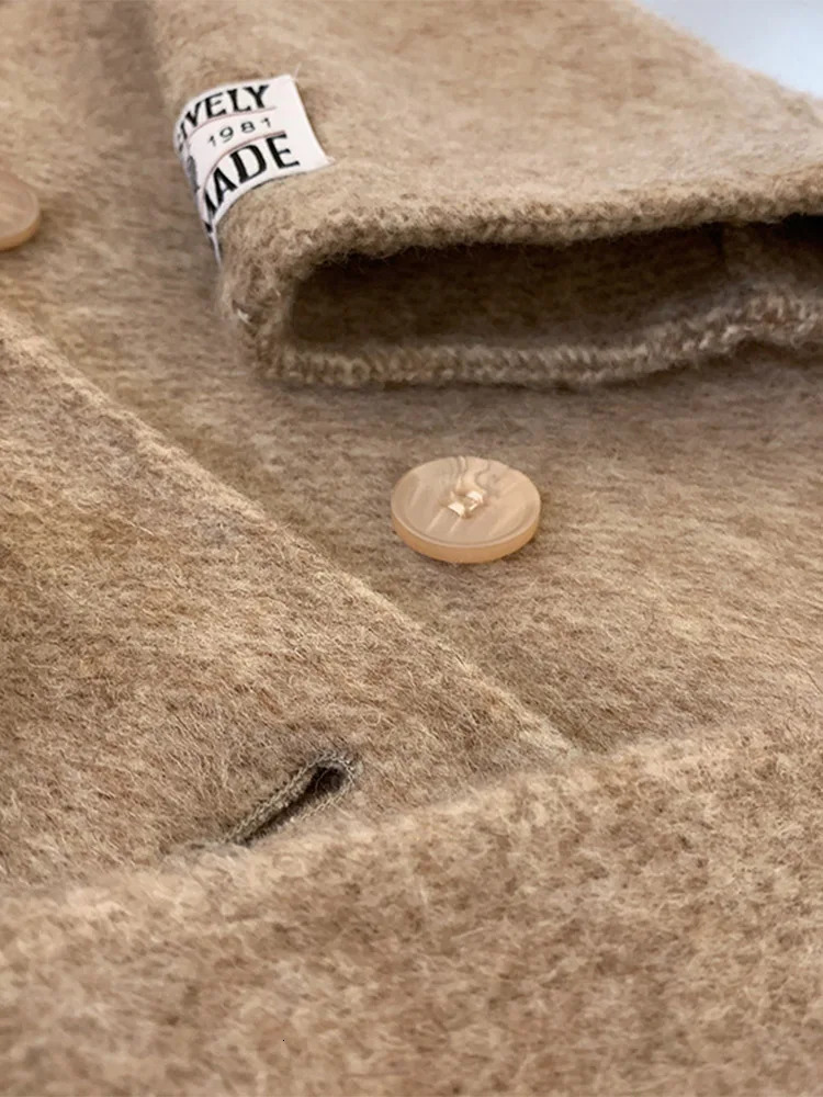 Women's Wool Blends High-end Women Wool Herringbone Loose Double-sided Wool Coat Temperament Handmade Natural Wool Fashion Jacket Autumn Winter 2