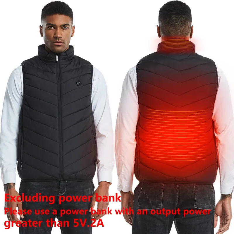 Men's Vests 17/13 Places Heated Vest Men Women Usb Heated Jacket Heating Vest Thermal Clothing Hunting Vest Winter Heating Jacket BlackS-6XL 2310