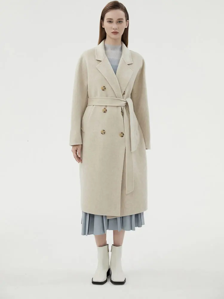 Women's Wool Blends Springautumn and winter pure wool reversible woolen coat women's loose slim fit woolen coat long high-end temperament tr