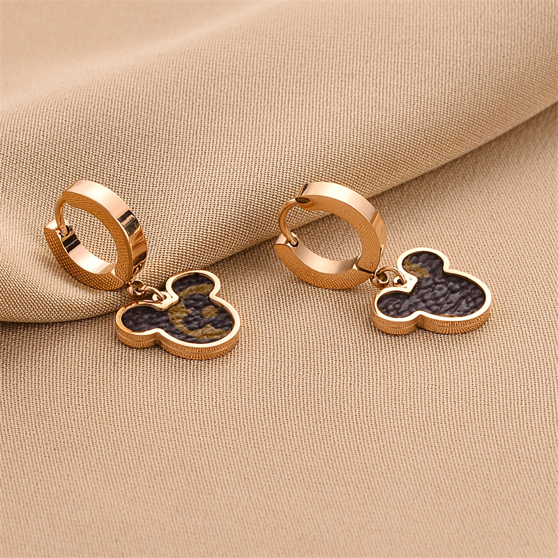 New Fashion Leather Insert Mice Charm Earring Jewelry for Women Gift