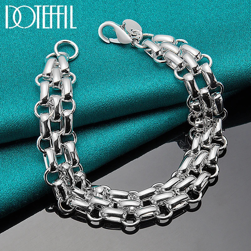 Chain Lnterlocking Circle Bracelet Chain For Women Fashion Charm Silver Color Wedding Engagement Party Jewelry 231025