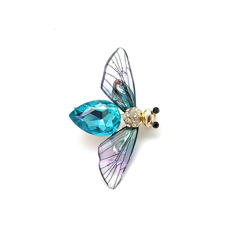 Pins Brooches Fashion Green Blue Crystal Bee Brooch With Pin Colorful Wings Rhinestone Insect Brooch Pin for Women Jewelry Gifts 231025