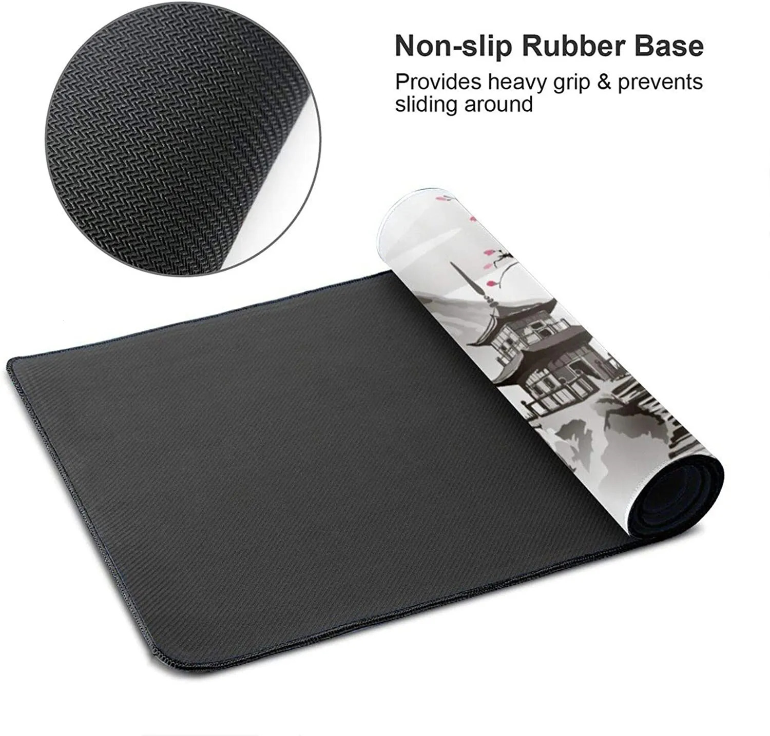Mouse Pads Wrist Rests Sakura Mousepad Custom Computer Desk Mats Office Laptop Natural Rubber Soft Mouse Pad Japanese Pagoda And Cherry Blossom 231025